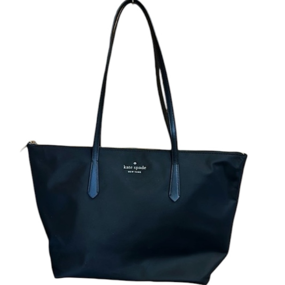Kate Spade New York Black Nylon Kitt Large Zip Top Tote Bag. New Without Tags